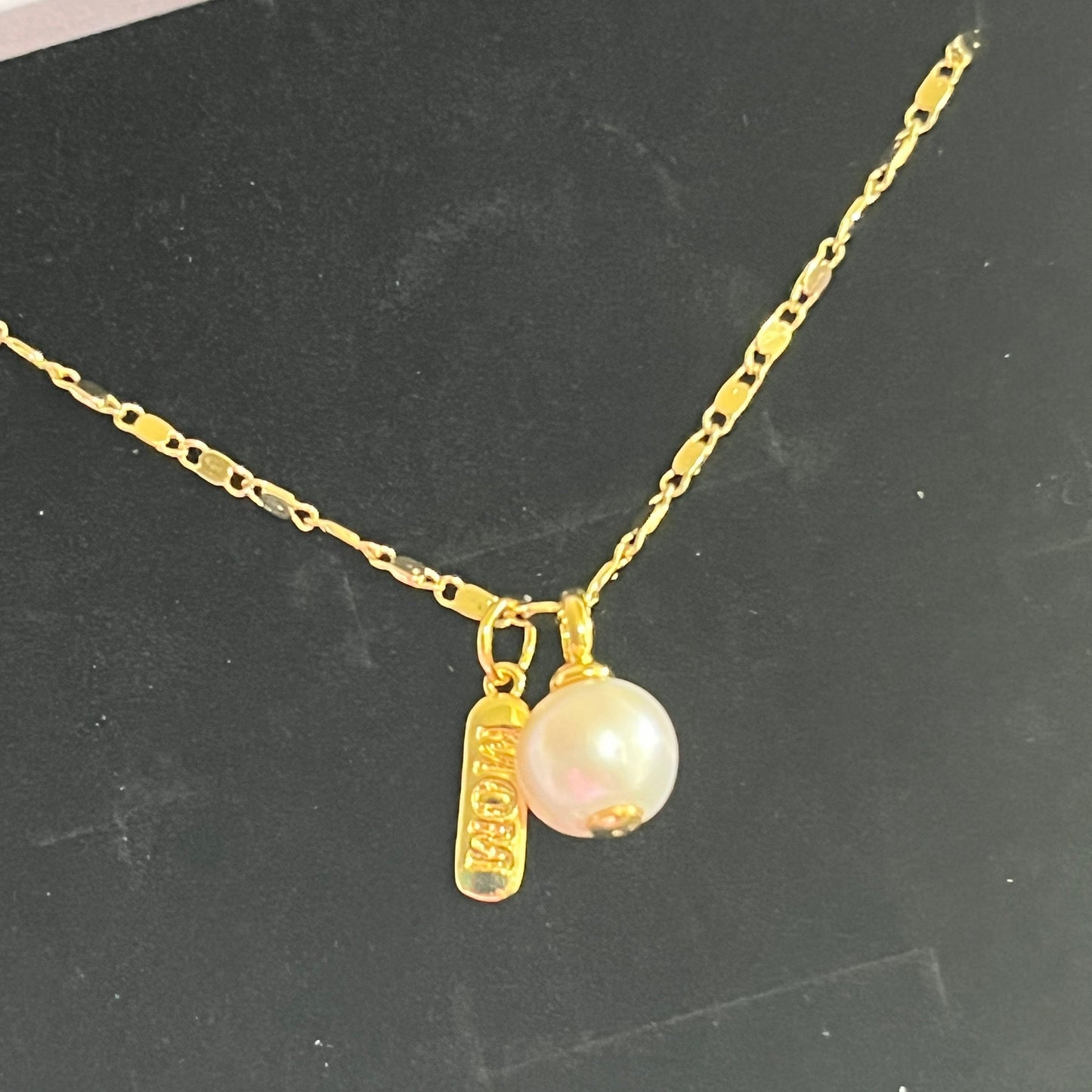 Gold Filled Mom Pearl Charm Necklace