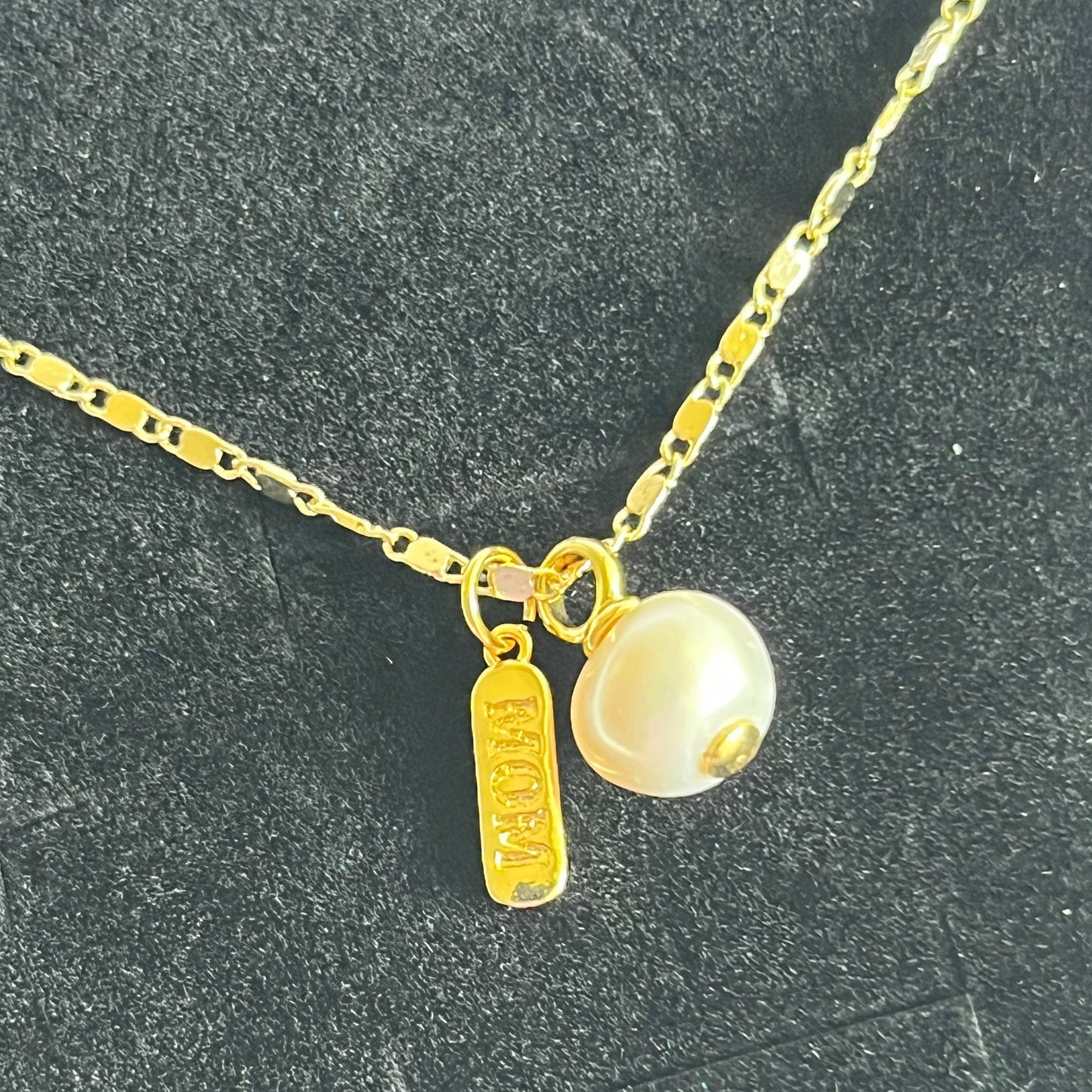 Gold Filled Mom Pearl Charm Necklace