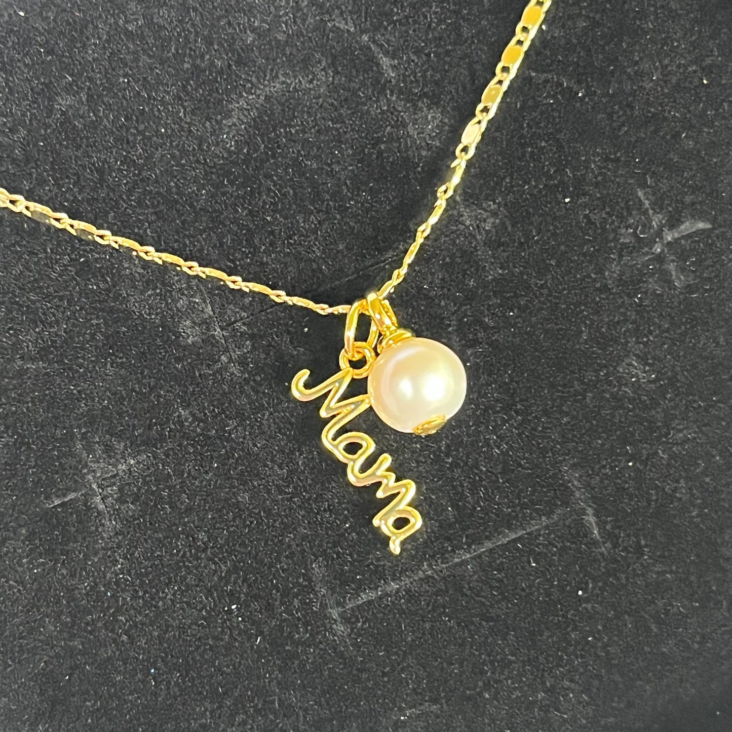 Gold Filled Mama Pearl Charm Necklace