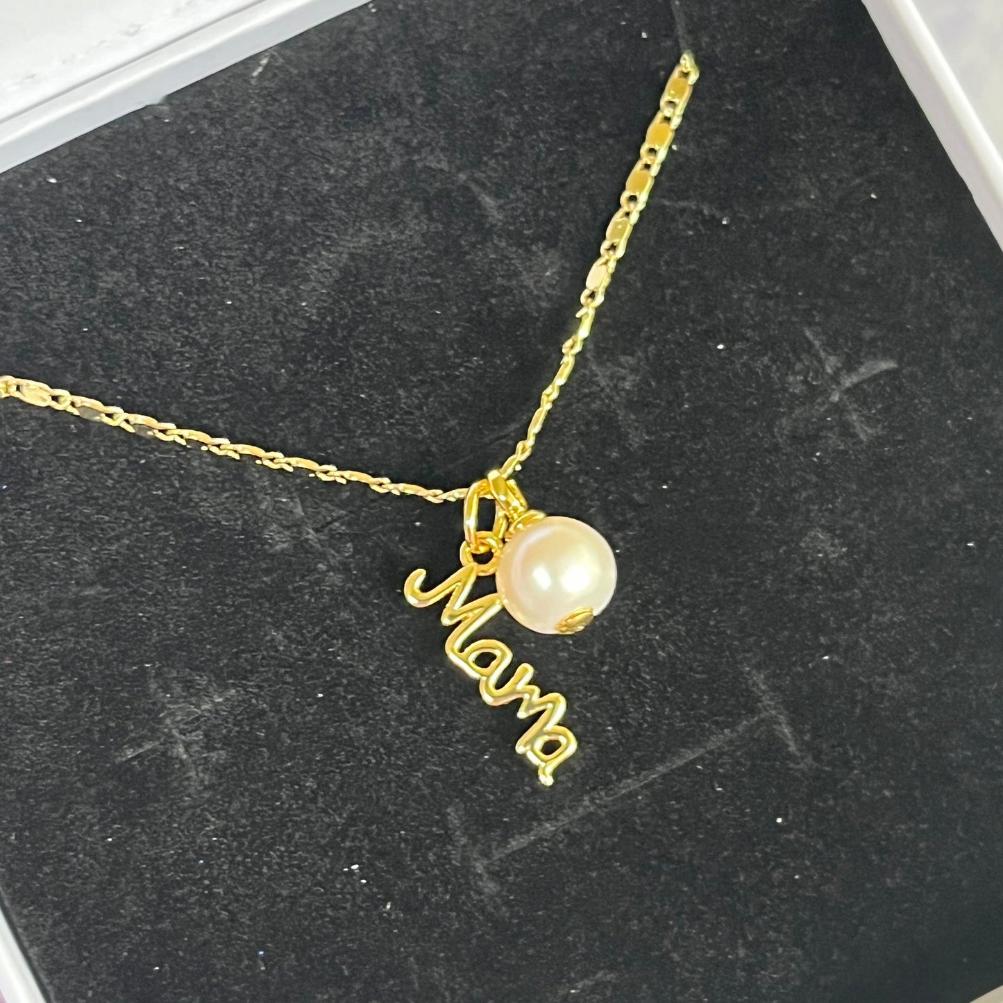 Gold Filled Mama Pearl Charm Necklace