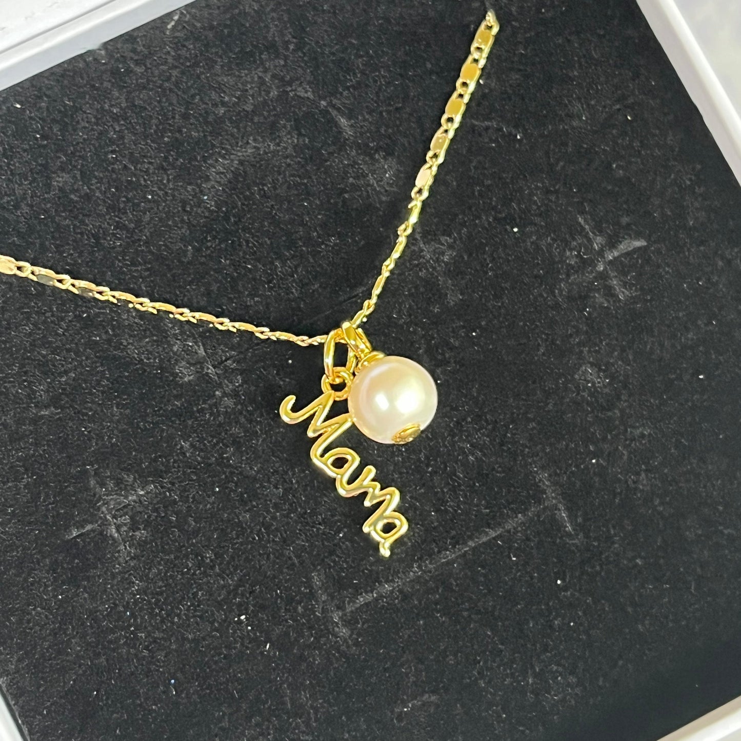 Gold Filled Mama Pearl Charm Necklace