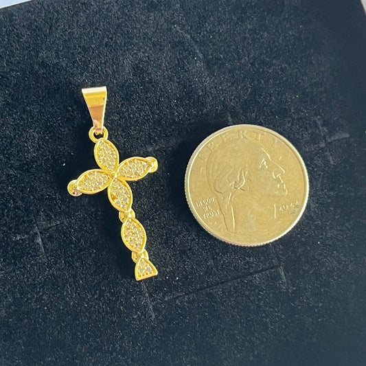 Gold Filled Pristine Petal Cross Pendant