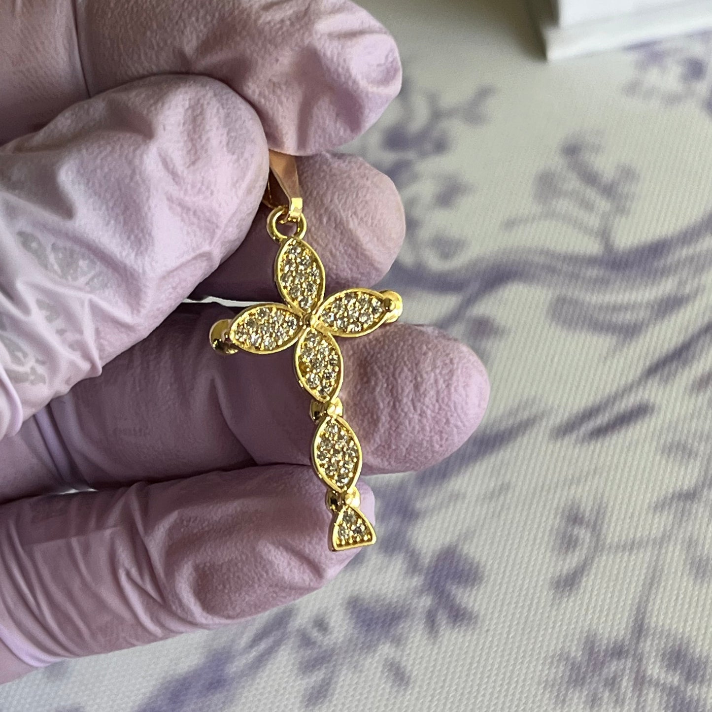 Gold Filled Pristine Petal Cross Pendant