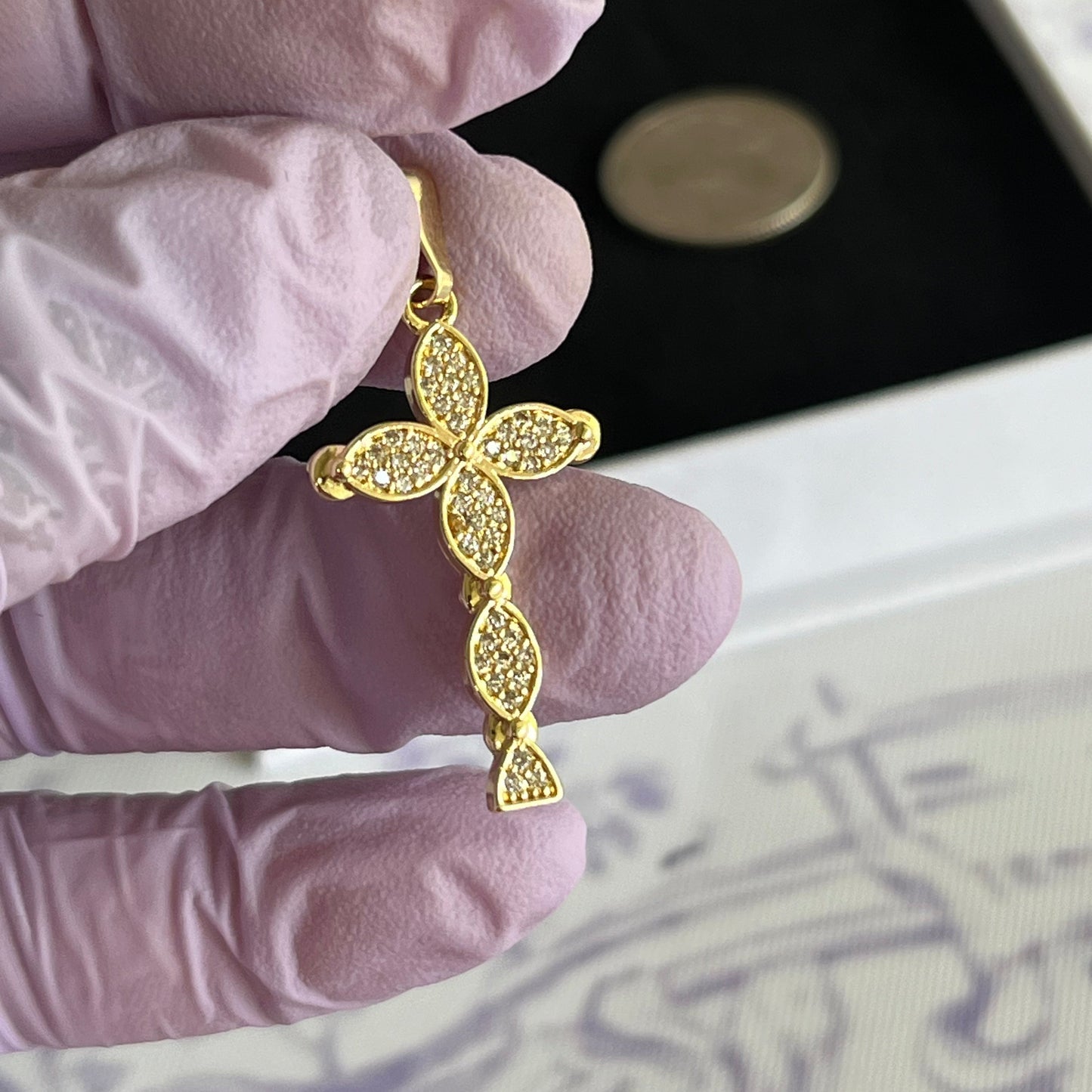 Gold Filled Pristine Petal Cross Pendant