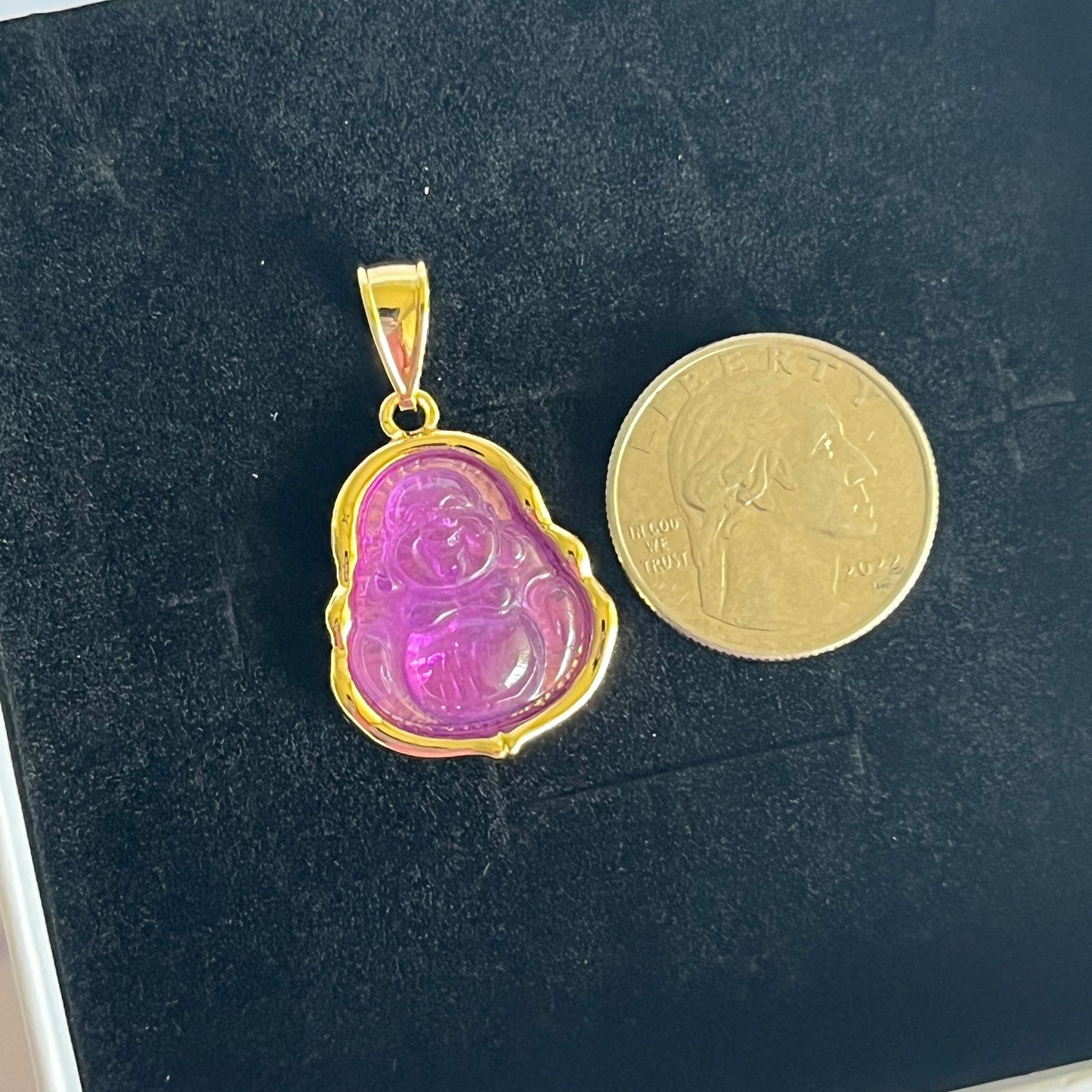 Gold Filled Purple Happy Buddha Pendant