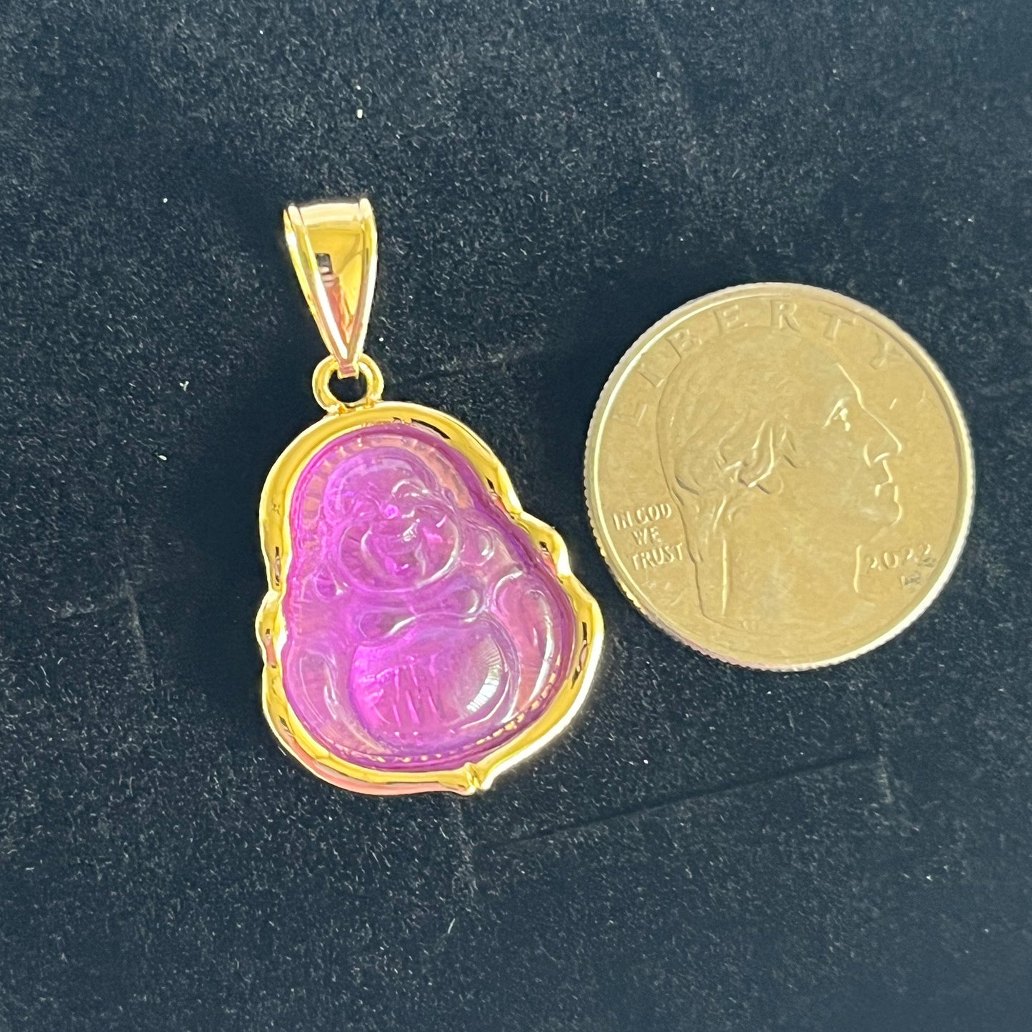 Gold Filled Purple Happy Buddha Pendant