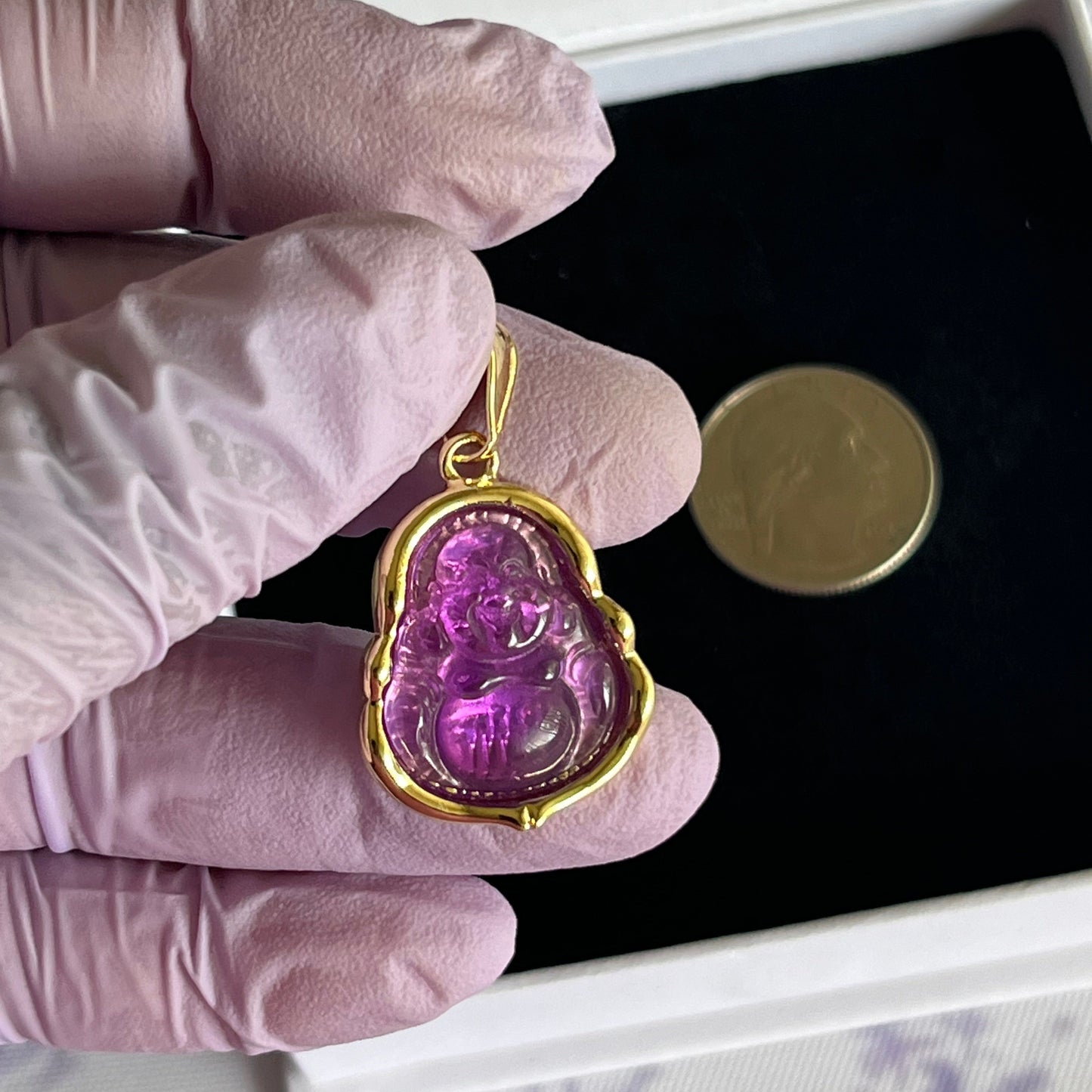 Gold Filled Purple Happy Buddha Pendant