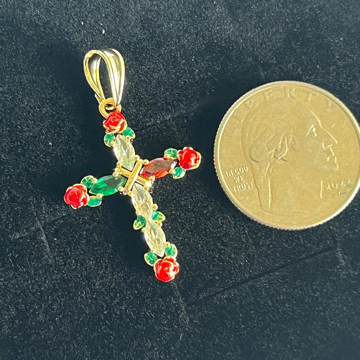 Gold Filled Rose Cross Pendant