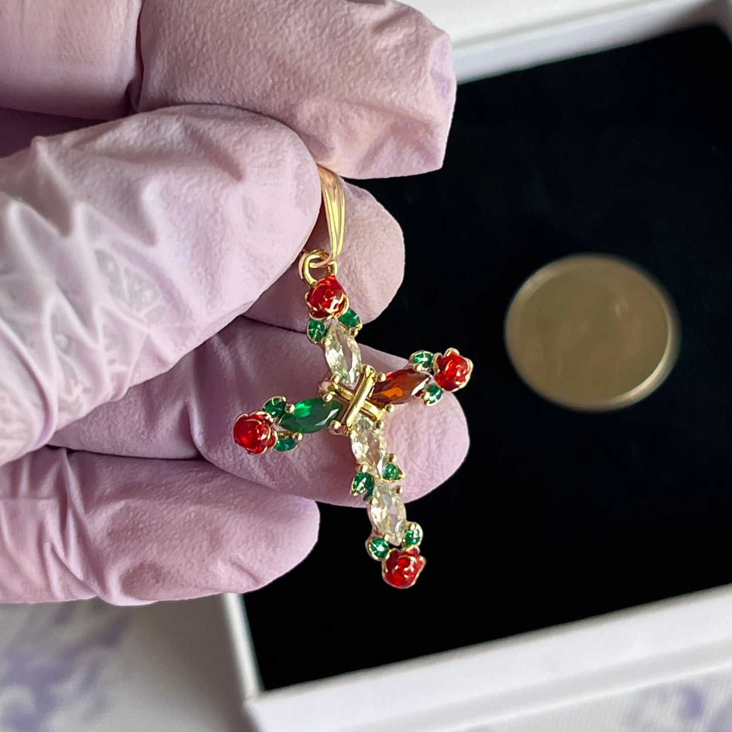 Gold Filled Rose Cross Pendant