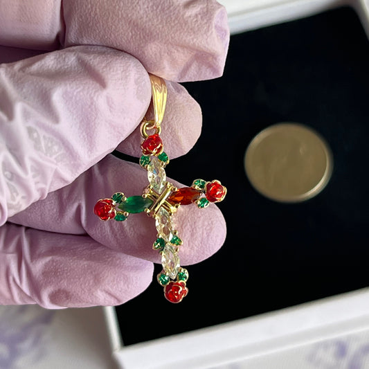 Gold Filled Rose Cross Pendant