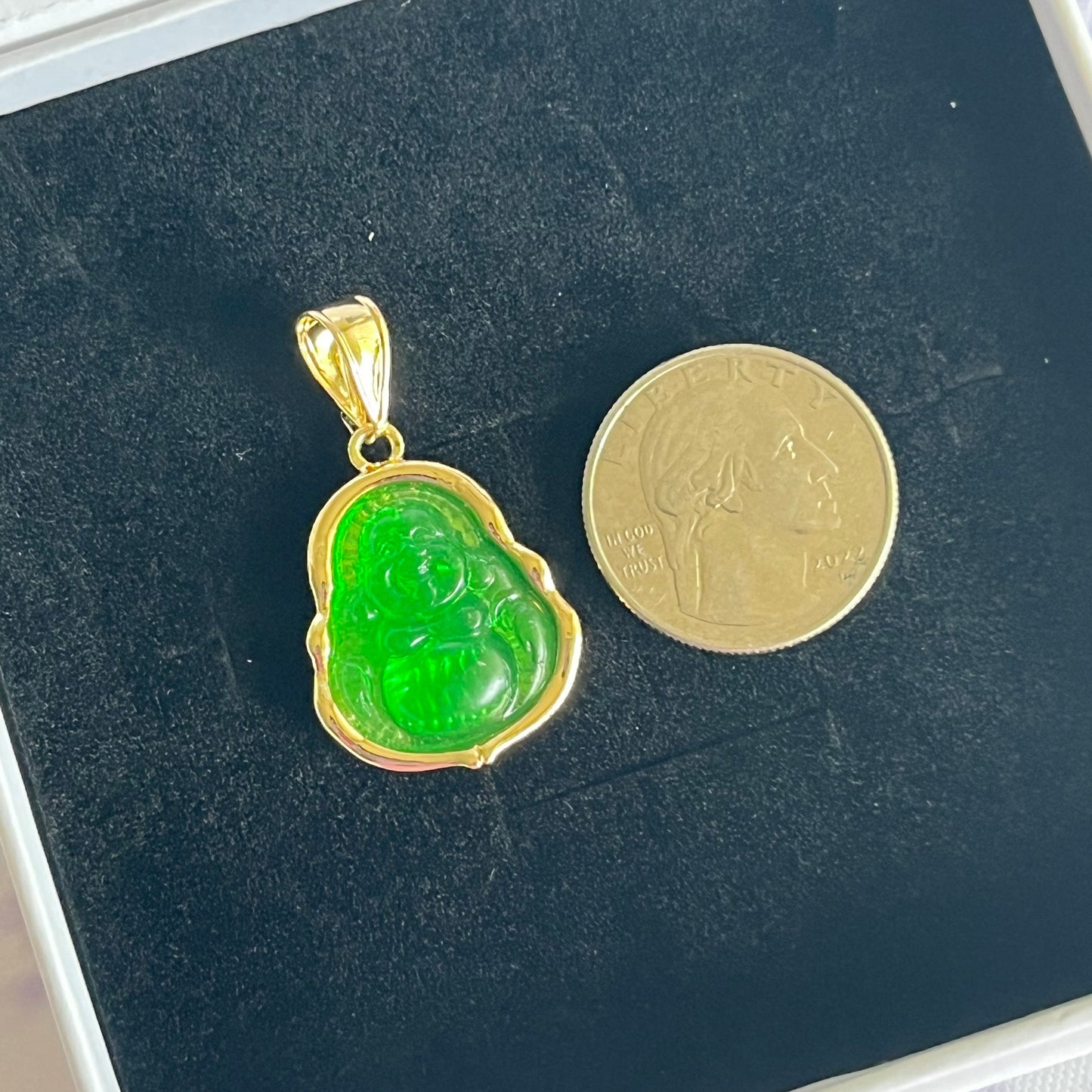 Gold Filled Green Happy Buddha Pendant