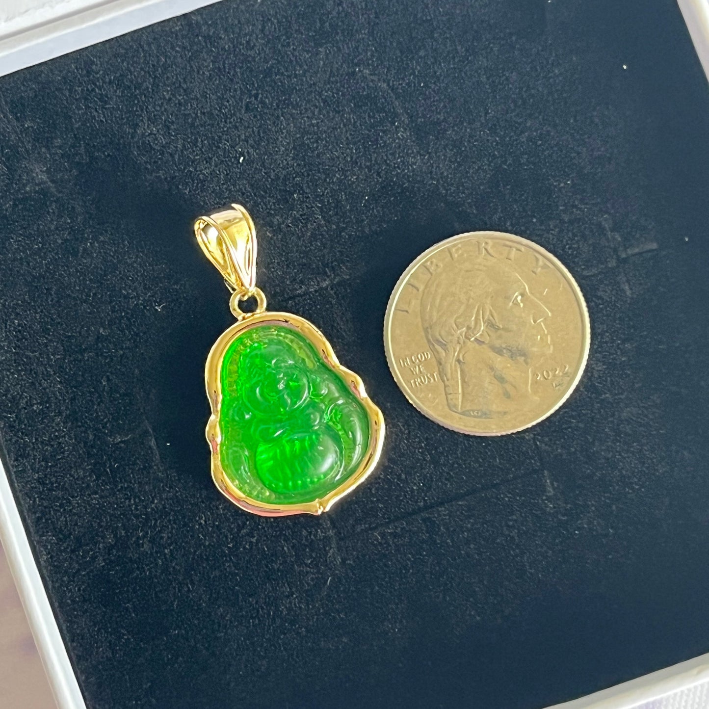 Gold Filled Green Happy Buddha Pendant