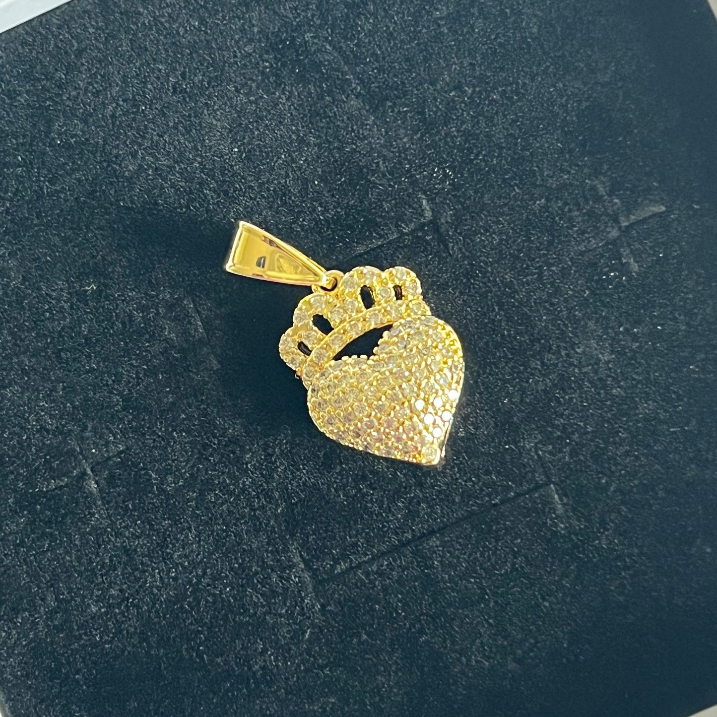 Gold Filled Crown Heart Pendant