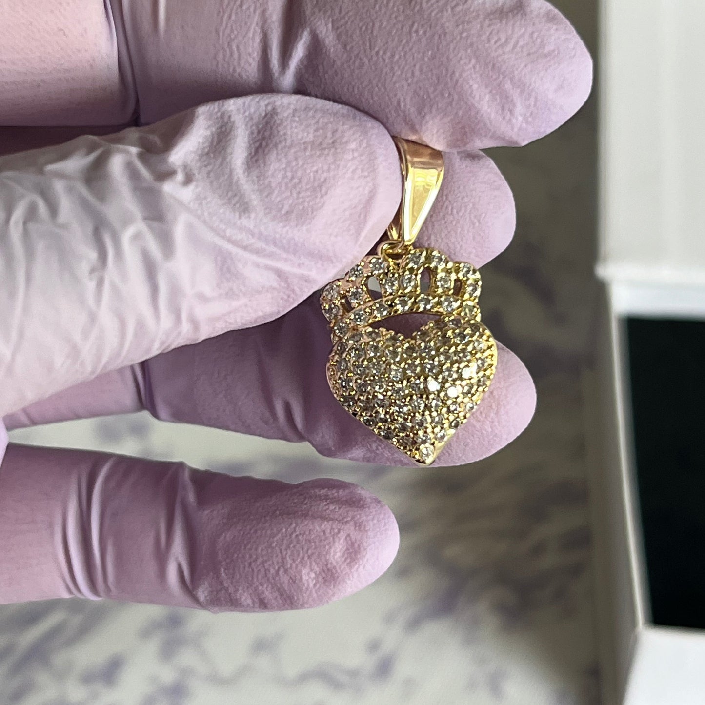 Gold Filled Crown Heart Pendant