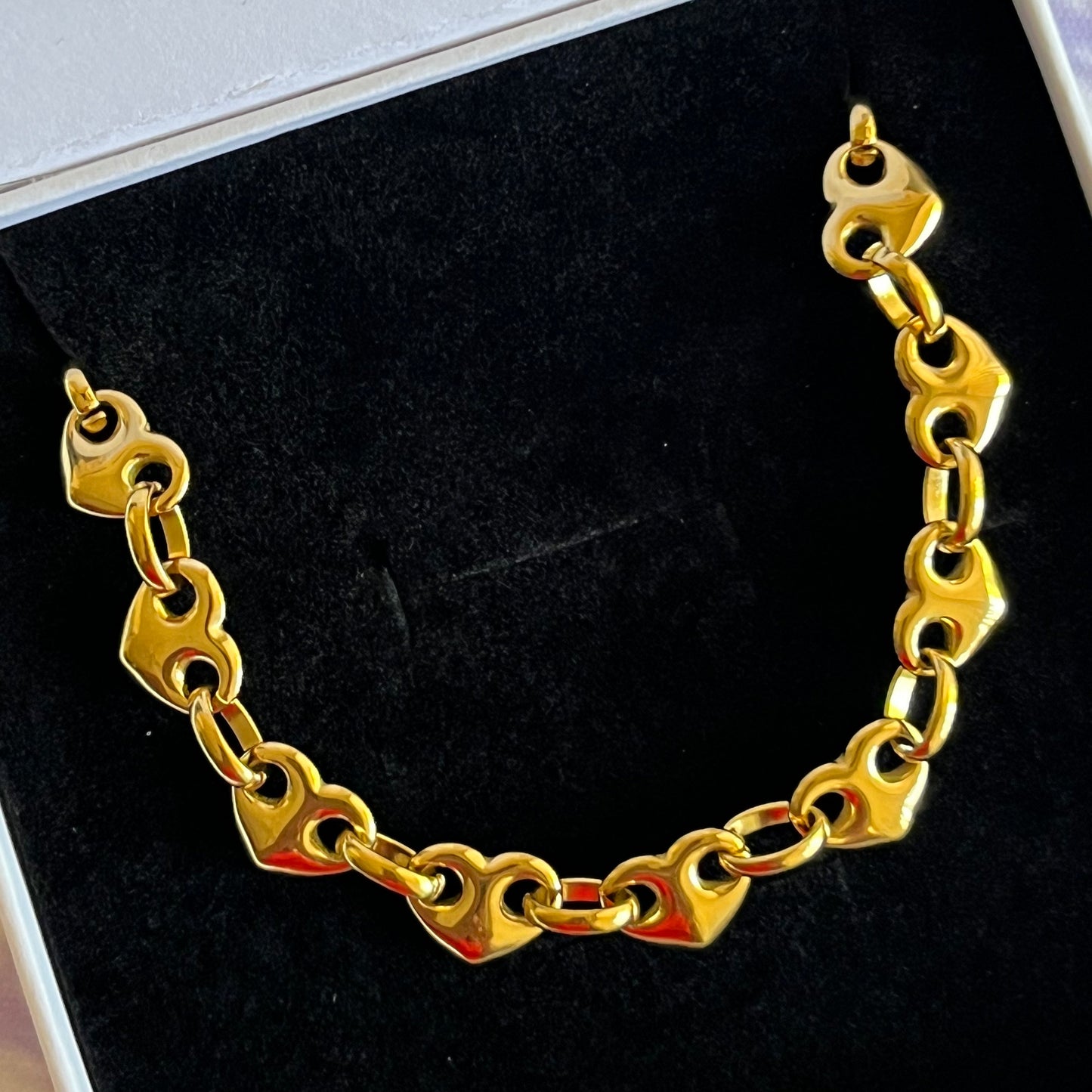 Luxe Heart Link Necklace & Bracelet Set