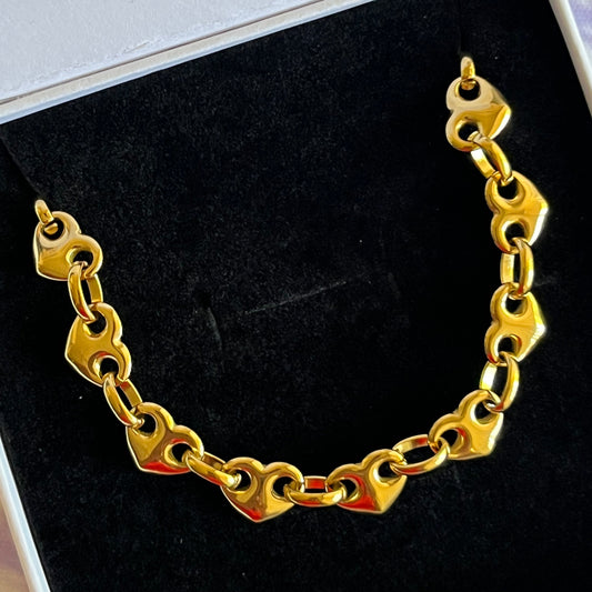Luxe Heart Link Necklace & Bracelet Set