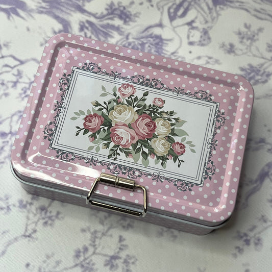 Pink Floral Polka Dot Jewelry Mini Storage Box