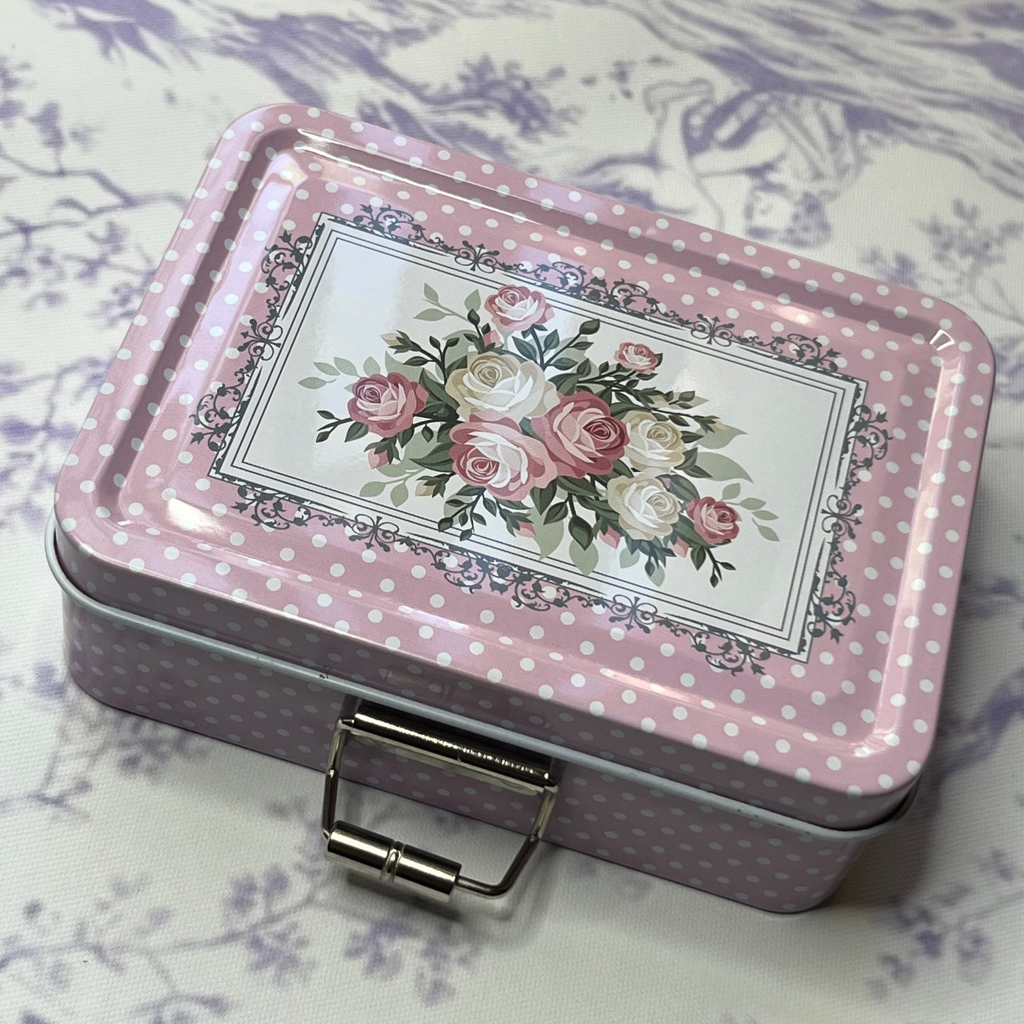 Pink Floral Polka Dot Jewelry Mini Storage Box