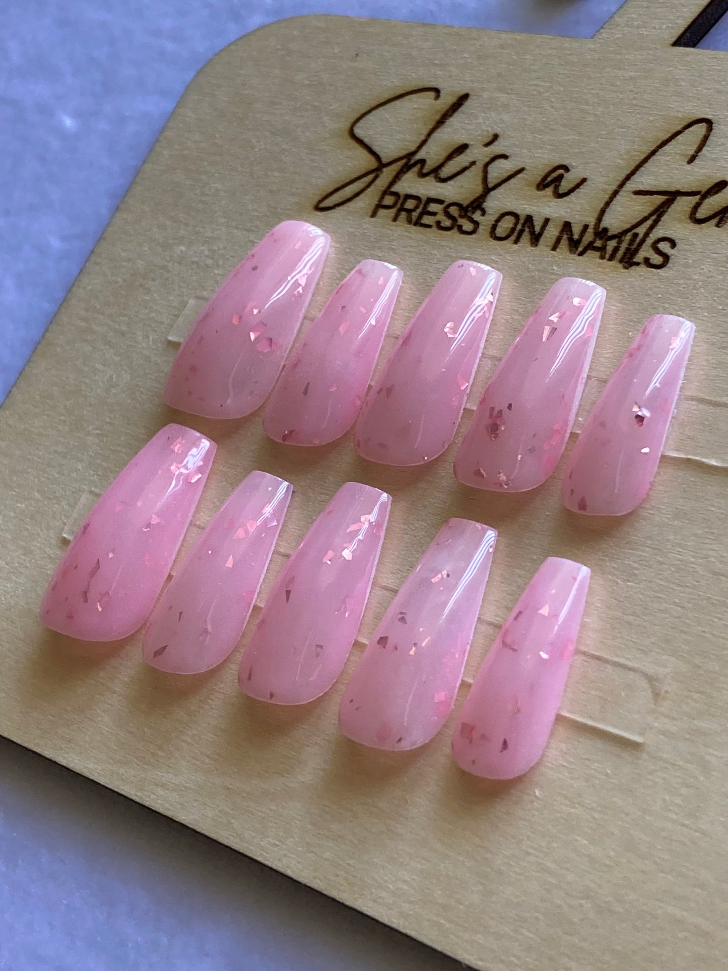 Pink Diamond Dust-Press on Nails