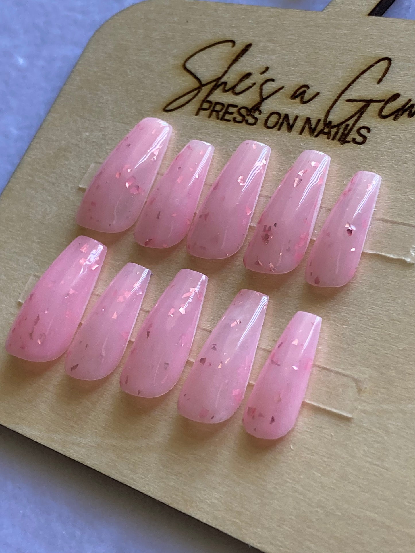 Pink Diamond Dust-Press on Nails